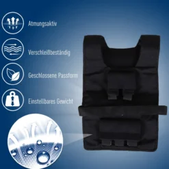 20 kg Trainingsweste Gewichtsweste Verstellbar Krafttraining Fitness Oxford Eisen Schwarz 36 x 52 cm