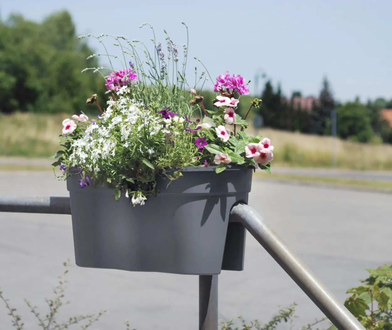 KHW Geländerblumentopf Flowerclip XL, 2er Set, anthrazit