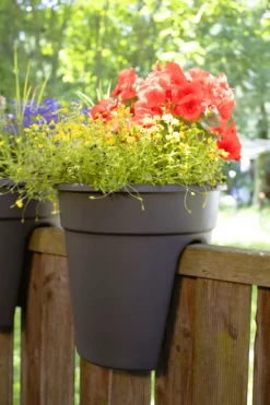 KHW Geländerblumentopf Flowerclip, 3er Set, anthrazit