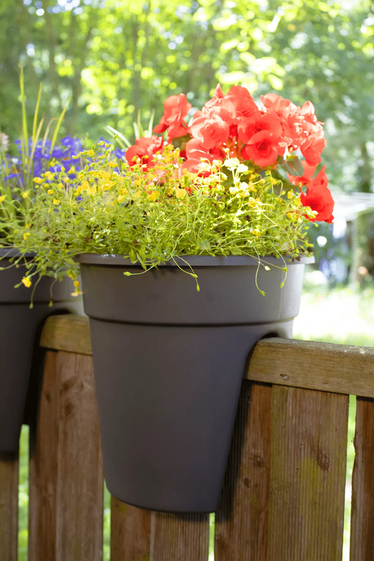 KHW Geländerblumentopf Flowerclip, 3er Set, anthrazit