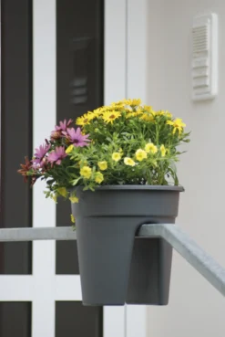 KHW Geländerblumentopf Flowerclip, 3er Set, anthrazit
