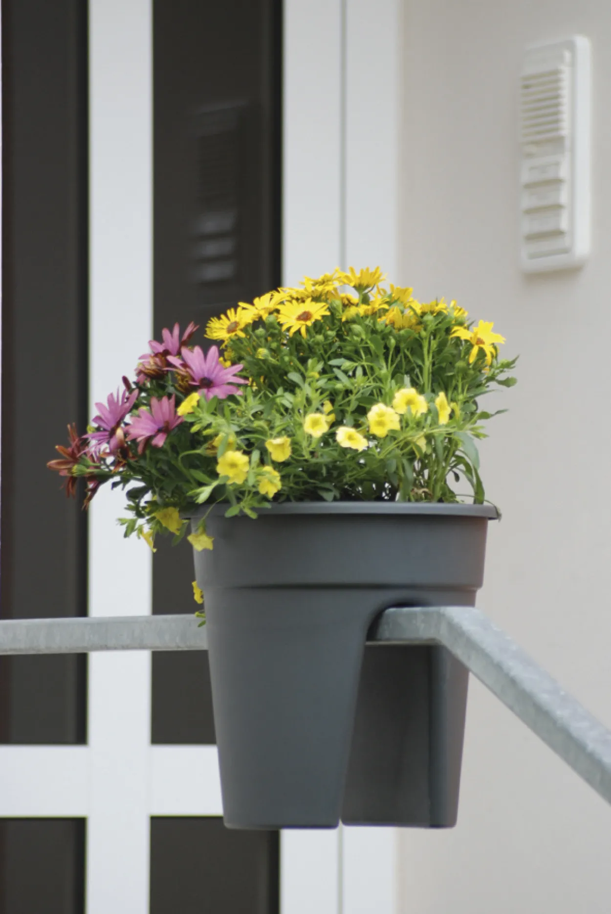 KHW Geländerblumentopf Flowerclip, 3er Set, anthrazit