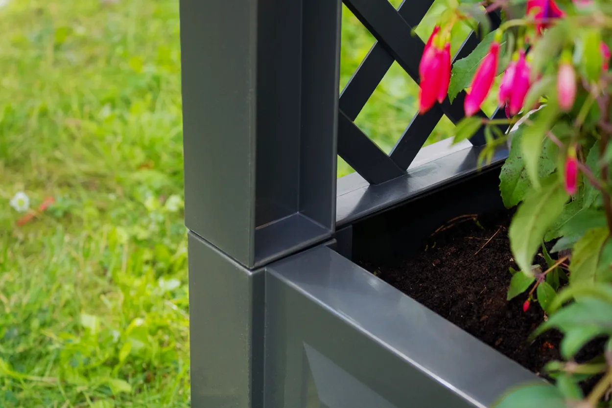 KHW Pflanzkasten 43 cm mit Spalier, anthrazit - 2er Set