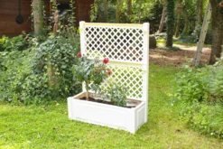 KHW Pflanzkasten groß mit Spalier (2-tlg.) 100 cm, weiß, 2er Set