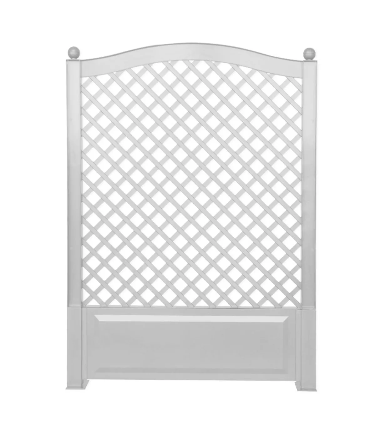 KHW Spalier 100 cm mit Erdspießen + Dekokugeln, 2er Set, weiß