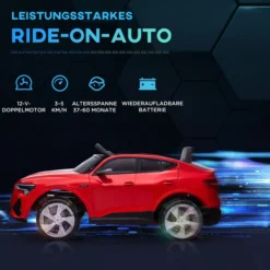 Kinder Elektroauto mit Fernbedienung, Musik, bis 5 km/h, Rot