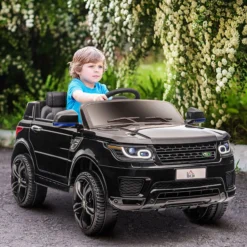 Kinder Elektroauto, SUV mit Fernbedienung, Musik, bis 5 km/h, Schwarz