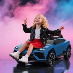 Kinder Elektroauto 12V Kinderauto mit 2,4 GHz Fernbedienung, 2 Motor LED, Musik