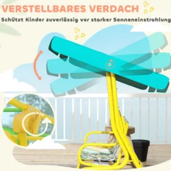 Kinder Hollywoodschaukel, 2-Sitzer Kinderschaukel mit verstellbarem Sonnendach