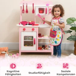 Kinderküche Spielküche mit Backofen, Herd, Spüle, Soundfunktion, Rosa