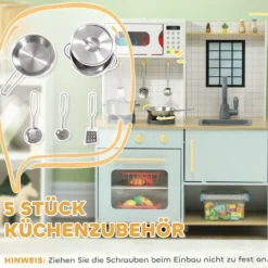 Kinderküche Spielküche mit Mikrowelle, Herd und Backofen, Küchenzubehör