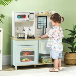 Kinderküche Spielküche mit Mikrowelle, Herd und Backofen, Küchenzubehör