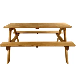 Kinderpicknicktisch 115cm lang aus Holz Kiefer braun, Sitzgruppe für Kinder