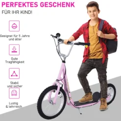 Kinderroller mit Bremsen 16/12 Zoll Rosa