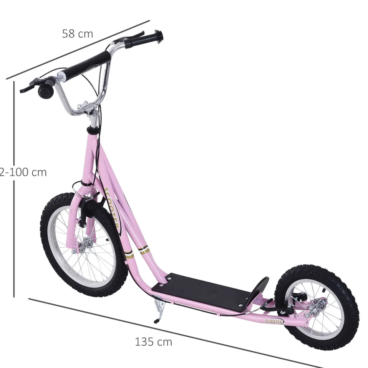 Kinderroller mit Bremsen 16/12 Zoll Rosa