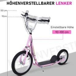 Kinderroller mit Bremsen 16/12 Zoll Rosa