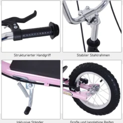 Kinderroller mit Bremsen 16/12 Zoll Rosa