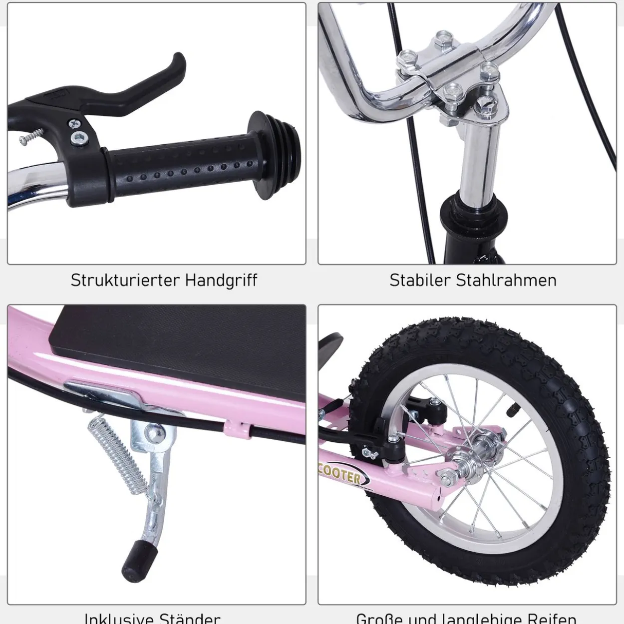 Kinderroller mit Bremsen 16/12 Zoll Rosa