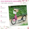 Kinderroller mit Bremse Rosa+Weiß