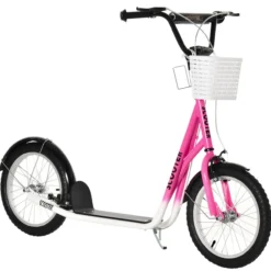 Kinderroller mit Bremse Rosa+Weiß