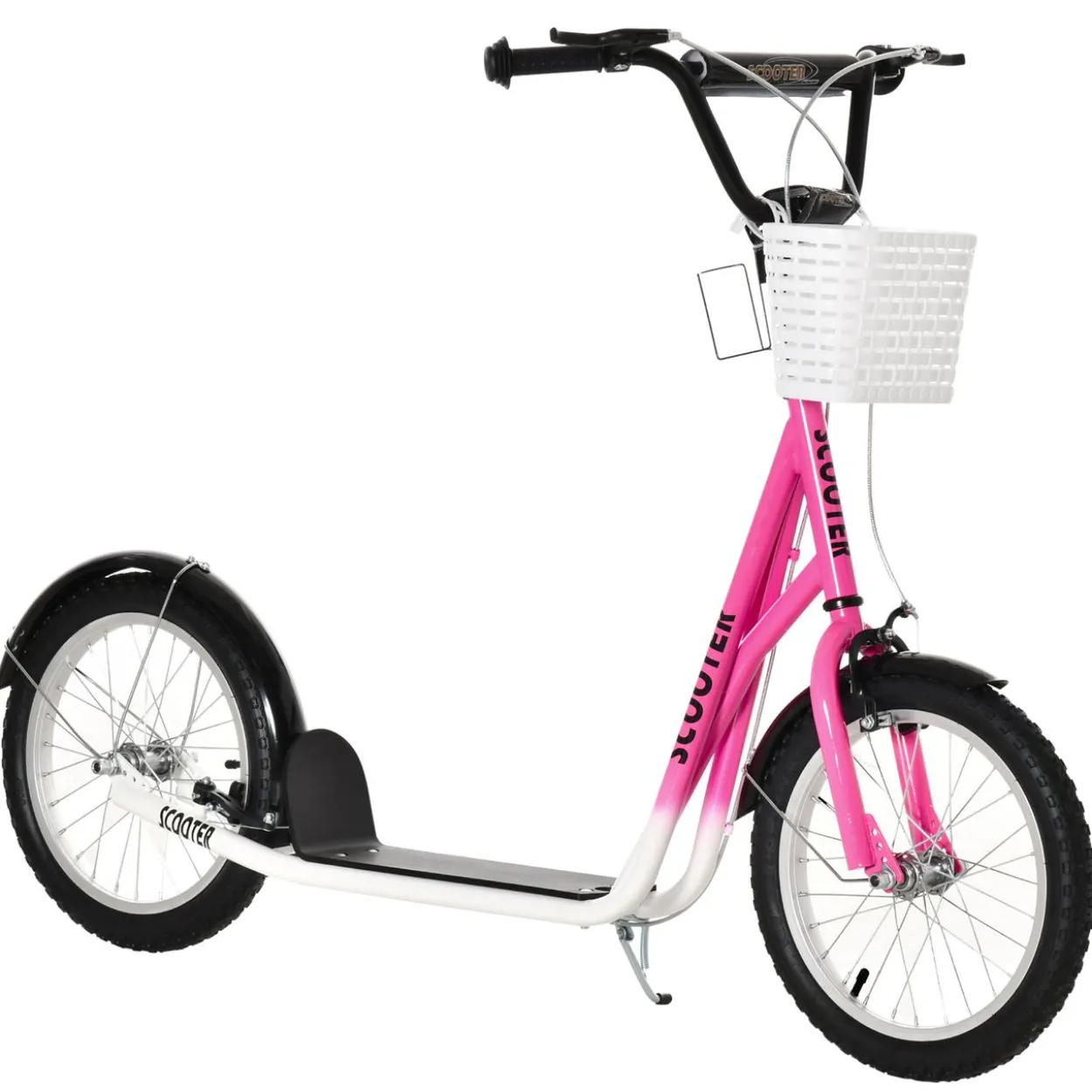Kinderroller mit Bremse Rosa+Weiß