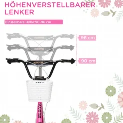 Kinderroller mit Bremse Rosa+Weiß