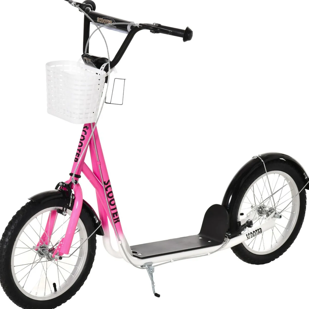 Kinderroller mit Bremse Rosa+Weiß