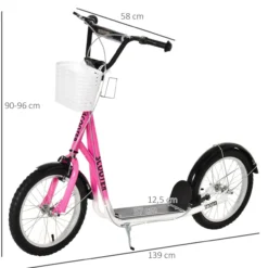 Kinderroller mit Bremse Rosa+Weiß
