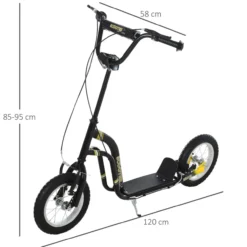 Kinderroller mit Luftreifen 12 Zoll Schwarz