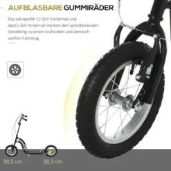 Kinderroller mit Luftreifen 12 Zoll Schwarz