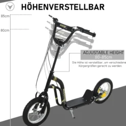 Kinderroller mit Luftreifen 12 Zoll Schwarz
