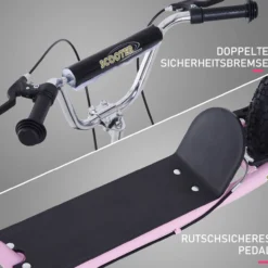 Kinderroller mit Luftreifen Scooter Tretroller Kickboard 16 Zoll Rosa
