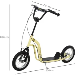 Kinderroller Scooter Kickboard mit Luftreifen, Beige