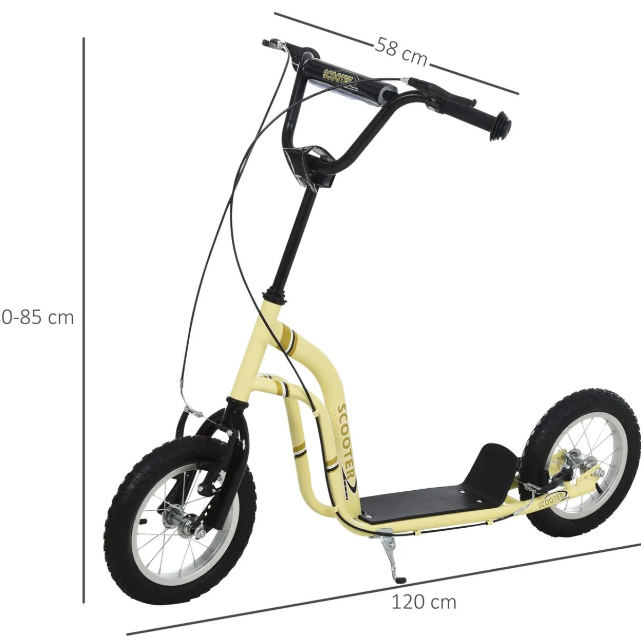 Kinderroller Scooter Kickboard mit Luftreifen, Beige