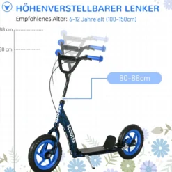 Kinderroller Scooter Tretroller mit verstellbarem Lenker, großen Rädern