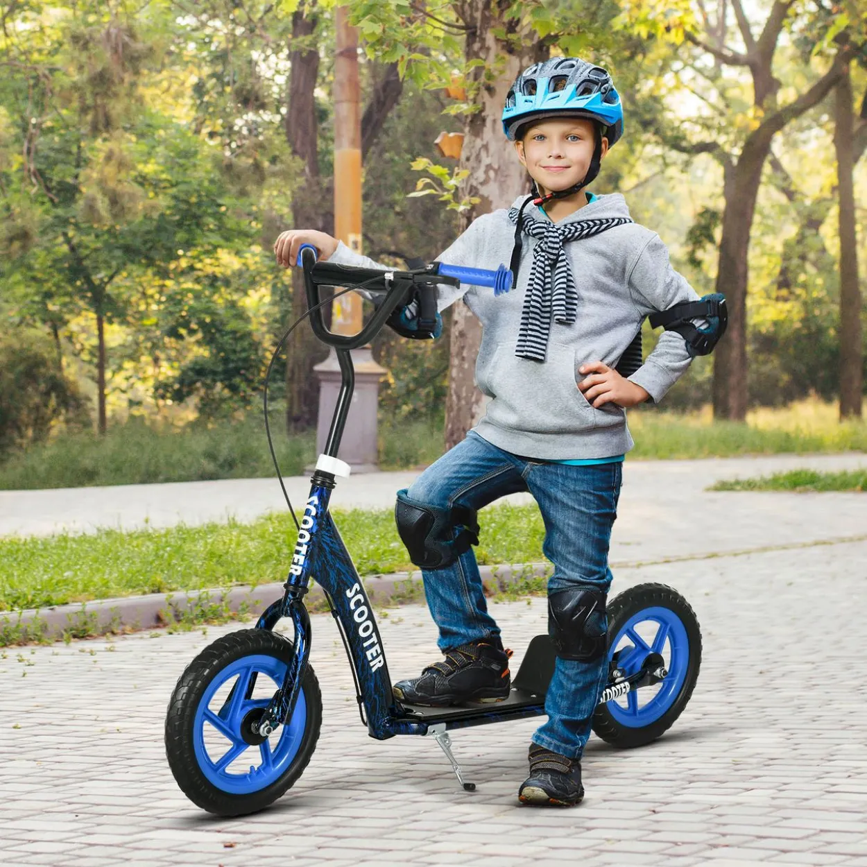 Kinderroller Scooter Tretroller mit verstellbarem Lenker, großen Rädern
