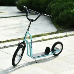 Kinderroller Scooter Tretroller mit Kickboard und Luftreifen16/12 Zoll Blau