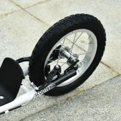 Kinderroller Scooter Tretroller Cityroller mit Kickboard und Luftreifen 12 Zoll Weiß