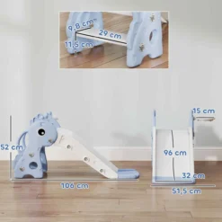 Kinderrutsche, 3 in 1, Kleinkinderrutsche mit Basketballkorb, Basketball, Blau