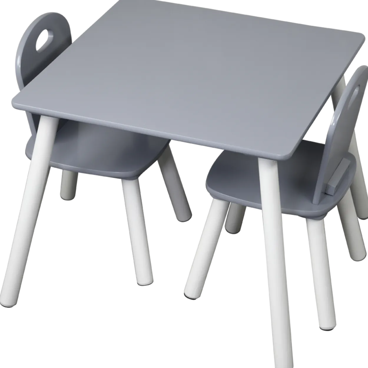 Kindertisch mit 2 Stühlen, grau - 3er Set