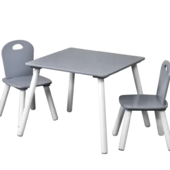 Kindertisch mit 2 Stühlen, grau - 3er Set