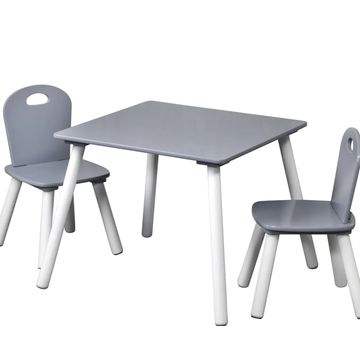 Kindertisch mit 2 Stühlen, grau - 3er Set