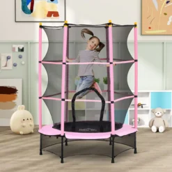 Kinder Trampolin Ø140 cm, Trampolin für Kinder 3-10 Jahre, Gartentrampolin