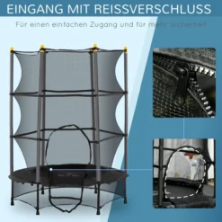 Kinder Trampolin Ø140 cm, Trampolin für Kinder 3-10 Jahre, Gartentrampolin