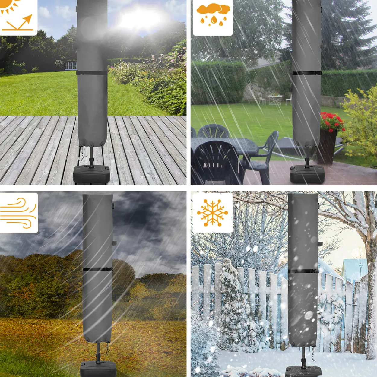 Kingsleeve Abdeckung Sonnenschirm Anthrazit Ø330cm