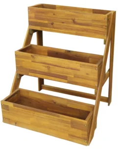 Klappbare Blumentreppe aus Akazienholz, ca. 65 x 40 x 80 cm - Braun