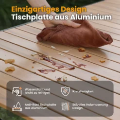 Klapptisch Campingtisch Balkontisch Gartentisch, Aluminum Roll Up Tabletop, bis 100kg