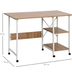 Klapptisch Schreibtisch Beistelltisch Mobiler Computertisch mit Rollen MDF Natur 107 x 55 x 76 cm