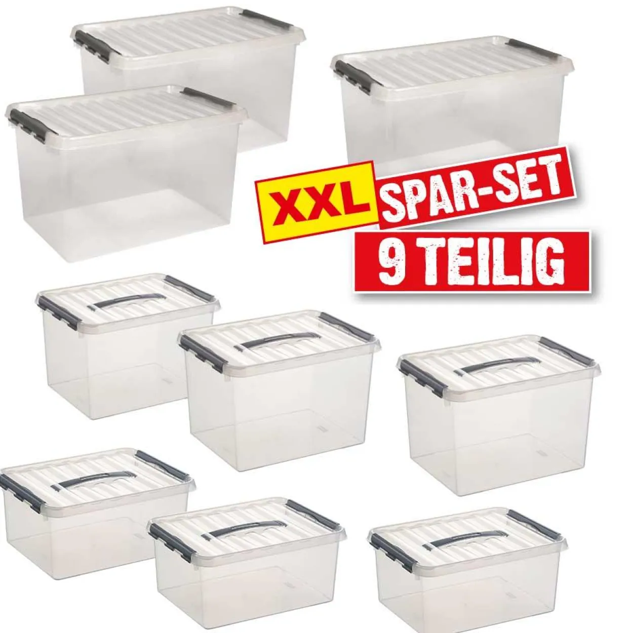 Klarsicht-Boxen-Set aus Polypropylen, 9-teilig