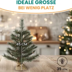 Kleiner Künstlicher Weihnachtsbaum 45 cm beleuchtet batteriebetrieben